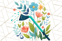 Spring Garden Tools and Floral Gardening Clipart PNG Product Image 3