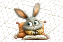 Bookish Bunnies PNG Clipart, Cozy Bunny Reading Product Image 4
