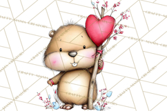 Valentine Animals Clipart Cute Cartoon Characters PNG Product Image 4