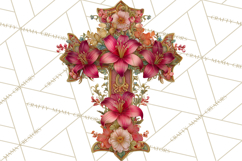 Easter Lily Cross Clipart, Pastel Bold Christian Crosses Png Product Image 4