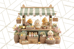 Easter Bunny PNG Clipart Spring Market Stall Eggs Basket Product Image 4