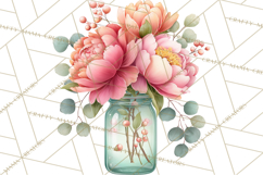 Spring Mason Jar Flowers Clipart, Floral Mason Jars PNG Product Image 5