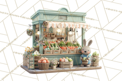 Easter Bunny PNG Clipart Spring Market Stall Eggs Basket Product Image 5