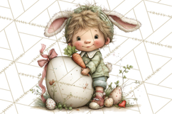 Easter Kids Clipart, Cute Easter Children, Bunny Ear Png Product Image 5
