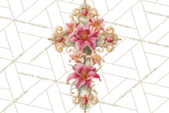 Easter Lily Cross Clipart, Pastel Bold Christian Crosses Png Product Image 5