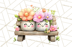 Spring Mini World Clipart, Cute Kawaii Garden Scenes PNG Product Image 5