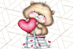 Valentine Animals Clipart Cute Cartoon Characters PNG Product Image 5