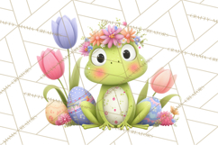 Frog Easter Clipart PNG, Cute Frog Holding Eggs, Pastel Png Product Image 2