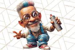 Funky Grandpa Clipart PNG Quirky Senior Cartoon Characters Product Image 2
