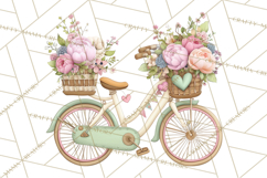 Romantic Bike Clipart, Spring Flowers PNG, Pastel Bicycles Product Image 3