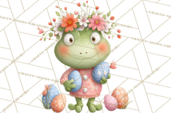Frog Easter Clipart PNG, Cute Frog Holding Eggs, Pastel Png Product Image 4