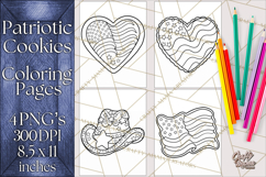 Patriotic Cookie Coloring Pages USA Dessert Theme Product Image 1