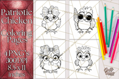 Patriotic Chicken Coloring Pages, Fourth of July PNG Files Product Image 1