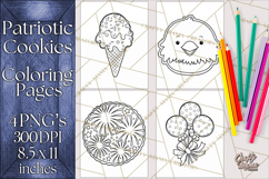 Patriotic Cookie Coloring Pages USA Dessert Theme Product Image 1
