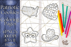 Patriotic Cookie Coloring Pages USA Dessert Theme Product Image 1