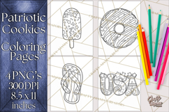 Patriotic Cookie Coloring Pages USA Dessert Theme Product Image 1