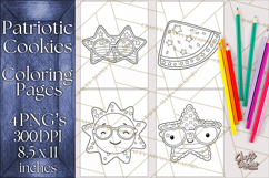 Patriotic Cookie Coloring Pages USA Dessert Theme Product Image 1