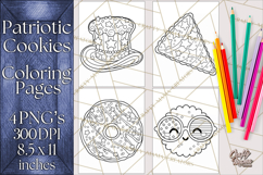 Patriotic Cookie Coloring Pages USA Dessert Theme Product Image 1