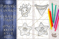 Patriotic Cookie Coloring Pages USA Dessert Theme Product Image 1
