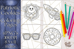 Patriotic Cookie Coloring Pages USA Dessert Theme Product Image 1