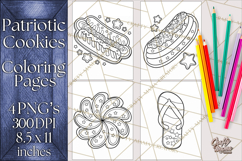 Patriotic Cookie Coloring Pages USA Dessert Theme Product Image 1