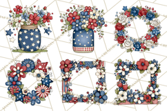 Patriotic Floral Wreaths, Stars &amp; Rustic Mason Jar Frames Product Image 8
