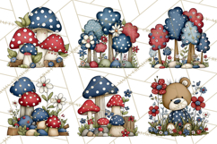 Patriotic Forest Animals Clipart, Whimsical Red White Blue Product Image 6