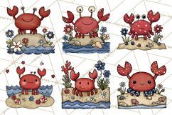 Patriotic Ocean Animals Clipart, Whimsical Red White Blue Product Image 5
