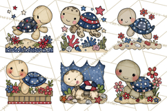 Patriotic Ocean Animals Clipart, Whimsical Red White Blue Product Image 6