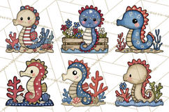 Patriotic Ocean Animals Clipart, Whimsical Red White Blue Product Image 7
