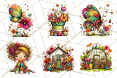 Spring Clipart PNG, Bright Spring Flowers, Kids and Cottage Product Image 7