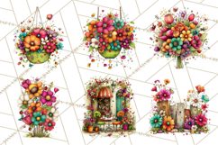 Spring Clipart PNG, Bright Spring Flowers, Kids and Cottage Product Image 4