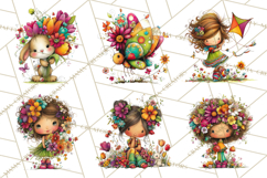 Spring Clipart PNG, Bright Spring Flowers, Kids and Cottage Product Image 6