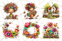 Spring Clipart PNG, Bright Spring Flowers, Kids and Cottage Product Image 9