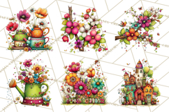 Spring Clipart PNG, Bright Spring Flowers, Kids and Cottage Product Image 5