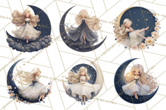 Celestial Moon Goddess Clipart, Fantasy Women, Crescent Moon Product Image 4