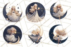 Celestial Moon Goddess Clipart, Fantasy Women, Crescent Moon Product Image 5