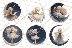 Celestial Moon Goddess Clipart, Fantasy Women, Crescent Moon Product Image 6