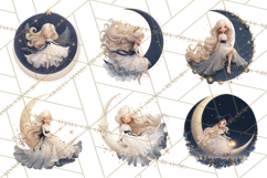 Celestial Moon Goddess Clipart, Fantasy Women, Crescent Moon Product Image 7