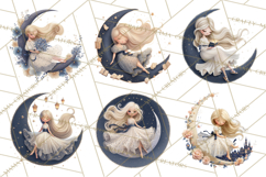 Celestial Moon Goddess Clipart, Fantasy Women, Crescent Moon Product Image 2