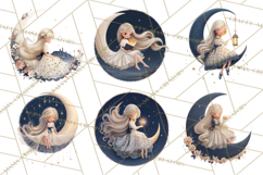 Celestial Moon Goddess Clipart, Fantasy Women, Crescent Moon Product Image 8