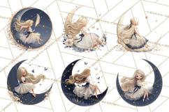Celestial Moon Goddess Clipart, Fantasy Women, Crescent Moon Product Image 9
