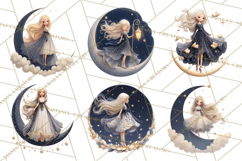 Celestial Moon Goddess Clipart, Fantasy Women, Crescent Moon Product Image 3