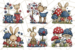 Patriotic Forest Animals Clipart, Whimsical Red White Blue Product Image 9