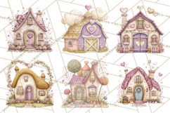 Heart Homes Valentine Clipart, Cozy Cottage PNG Product Image 2