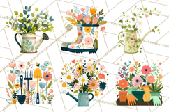 Spring Garden Tools and Floral Gardening Clipart PNG Product Image 9