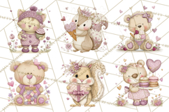 Sweet Treat Animals Clipart, Valentine Cupcake Cat PNG Product Image 9