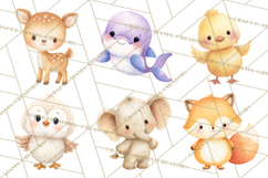 Watercolor Baby Animals, Cute Kawaii Forest Zoo Farm Ocean Product Image 4