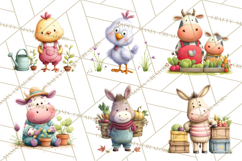 Farm Animals Gardening Clipart PNG, Garden Farm Animals Product Image 9