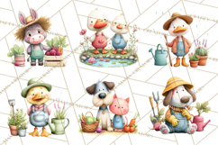 Farm Animals Gardening Clipart PNG, Garden Farm Animals Product Image 2